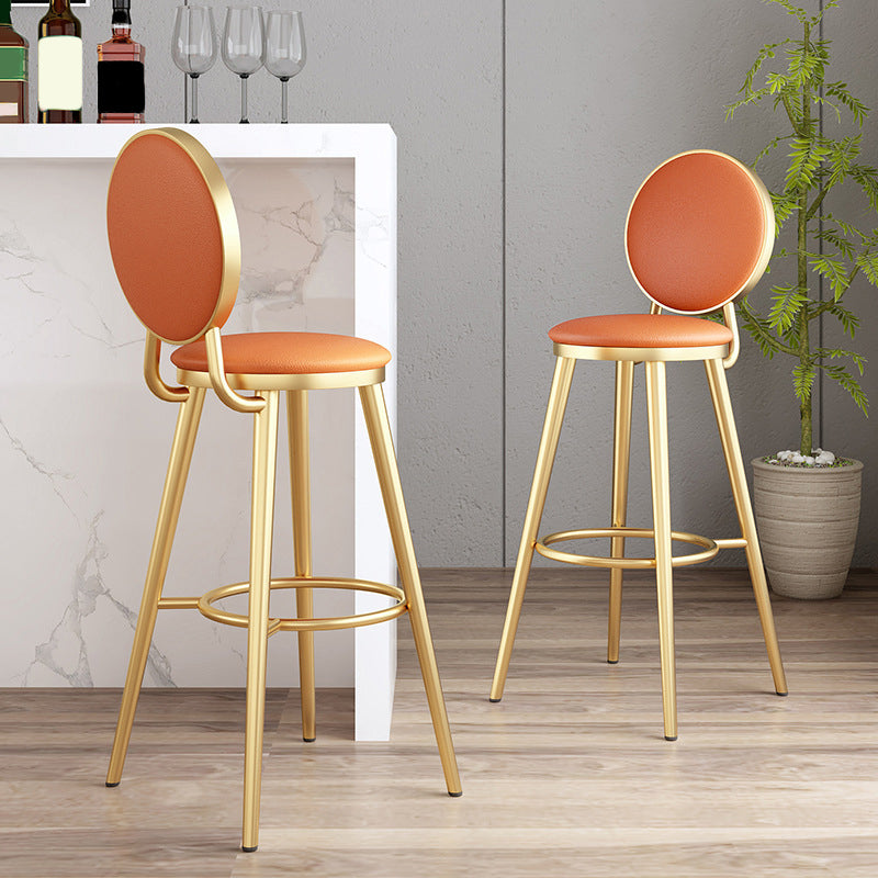 Leather Bar Stool Backrest Counter Stool for Bristol with Gold Frame