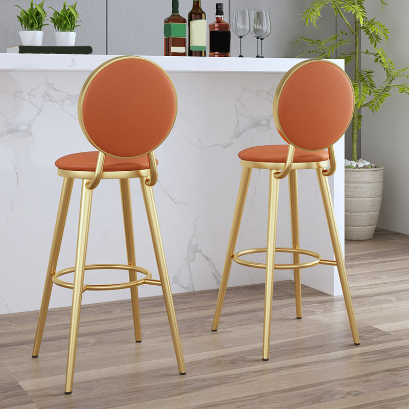 Leather Bar Stool Backrest Counter Stool for Bristol with Gold Frame