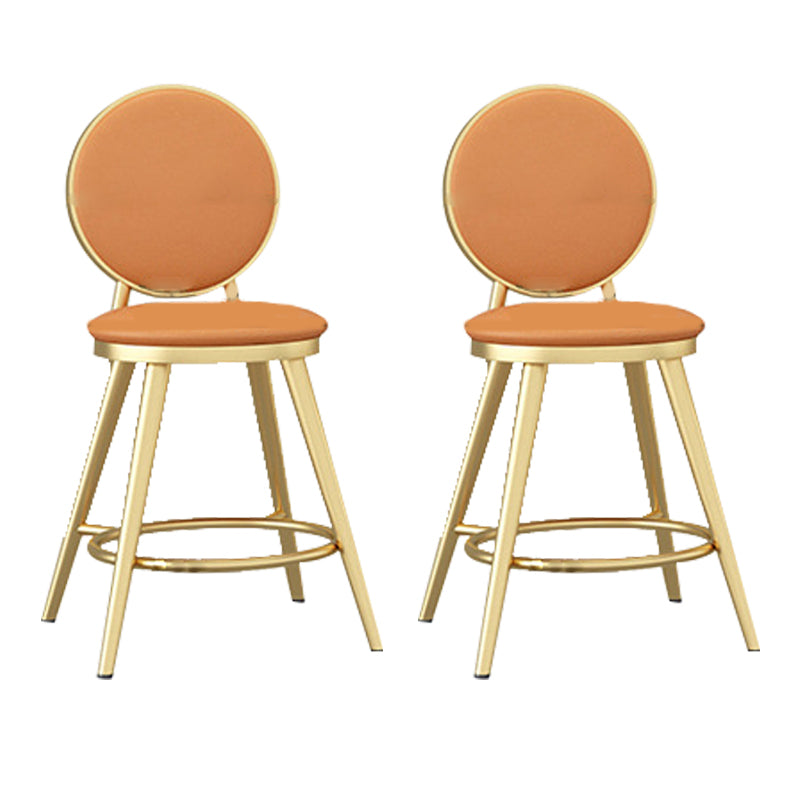 Leather Bar Stool Backrest Counter Stool for Bristol with Gold Frame
