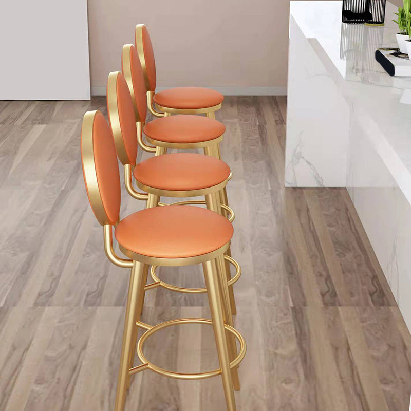 Leather Bar Stool Backrest Counter Stool for Bristol with Gold Frame
