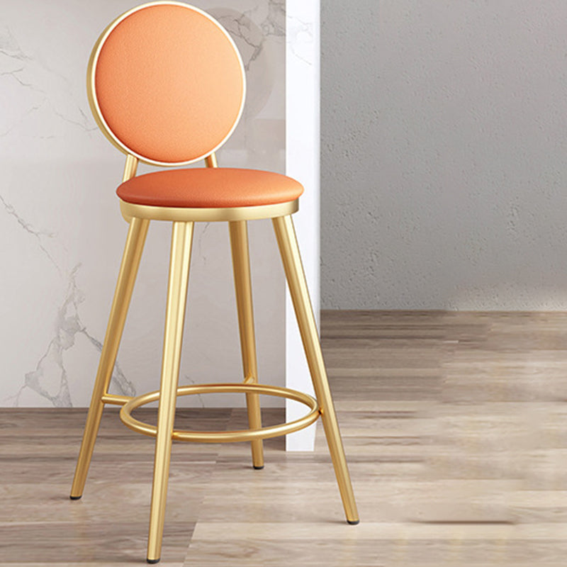 Leather Bar Stool Backrest Counter Stool for Bristol with Gold Frame