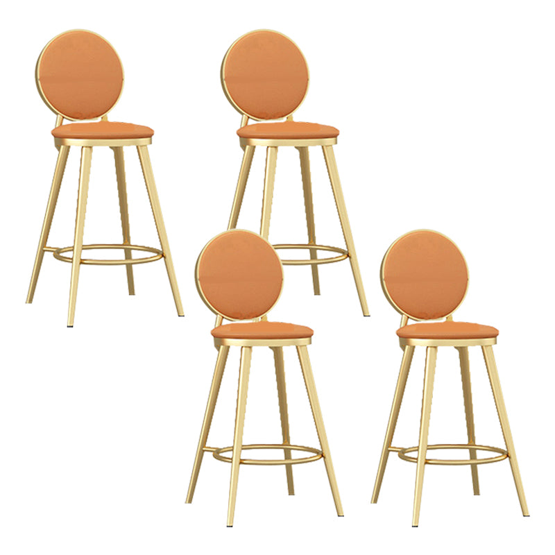 Leather Bar Stool Backrest Counter Stool for Bristol with Gold Frame