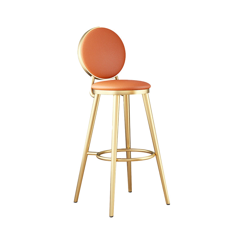 Leather Bar Stool Backrest Counter Stool for Bristol with Gold Frame