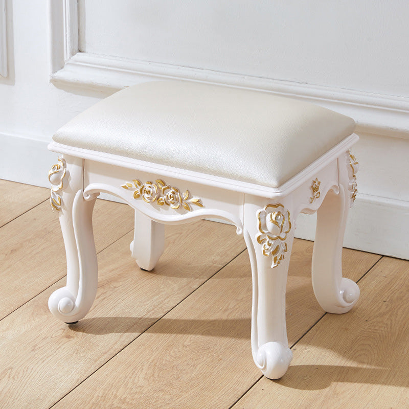 PU Leather Ottoman Pure Color Carving Water Resistant Glam Standard Ottoman