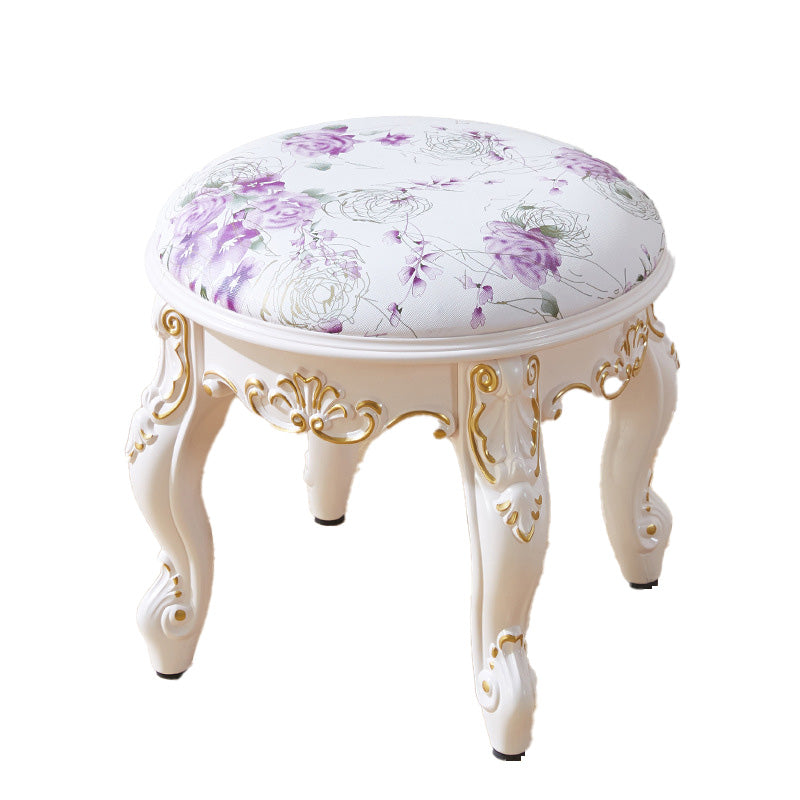 PU Leather Ottoman Pure Color Carving Water Resistant Glam Standard Ottoman