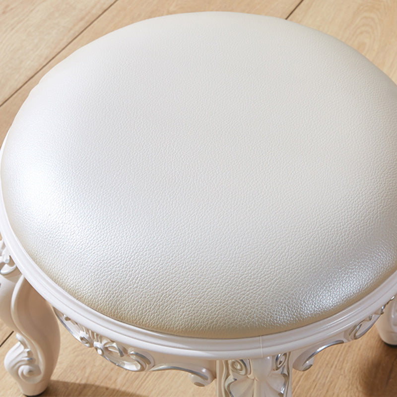 PU Leather Ottoman Pure Color Carving Water Resistant Glam Standard Ottoman