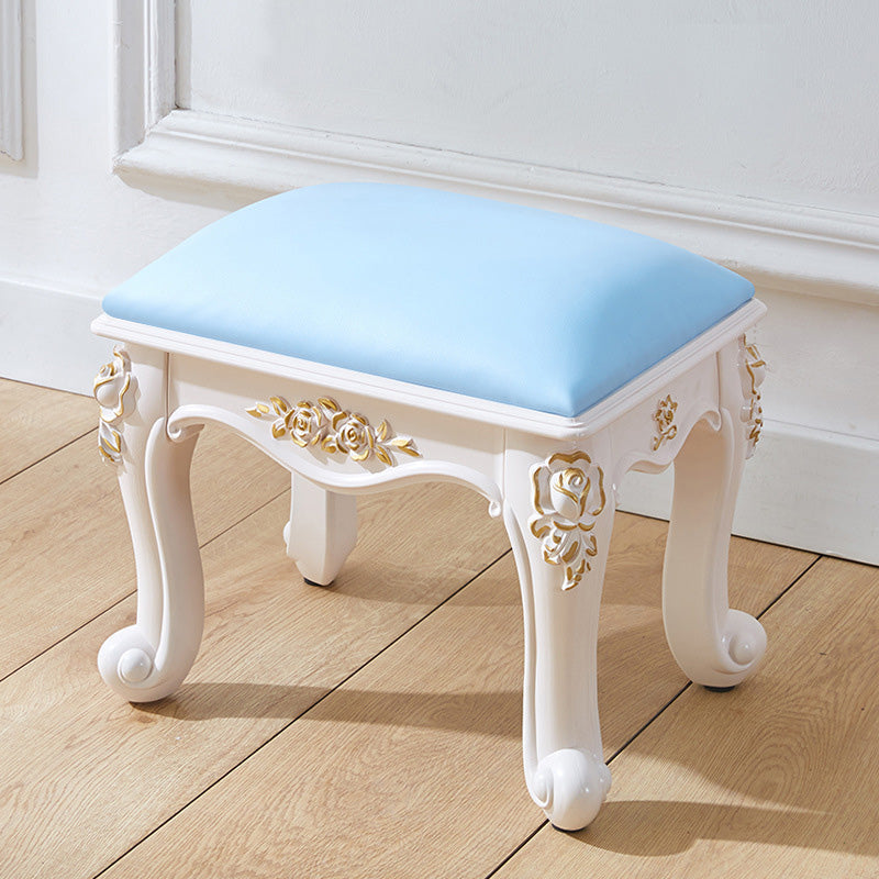 PU Leather Ottoman Pure Color Carving Water Resistant Glam Standard Ottoman