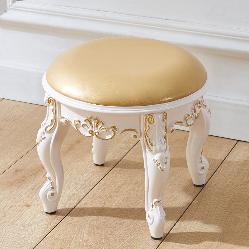 PU Leather Ottoman Pure Color Carving Water Resistant Glam Standard Ottoman