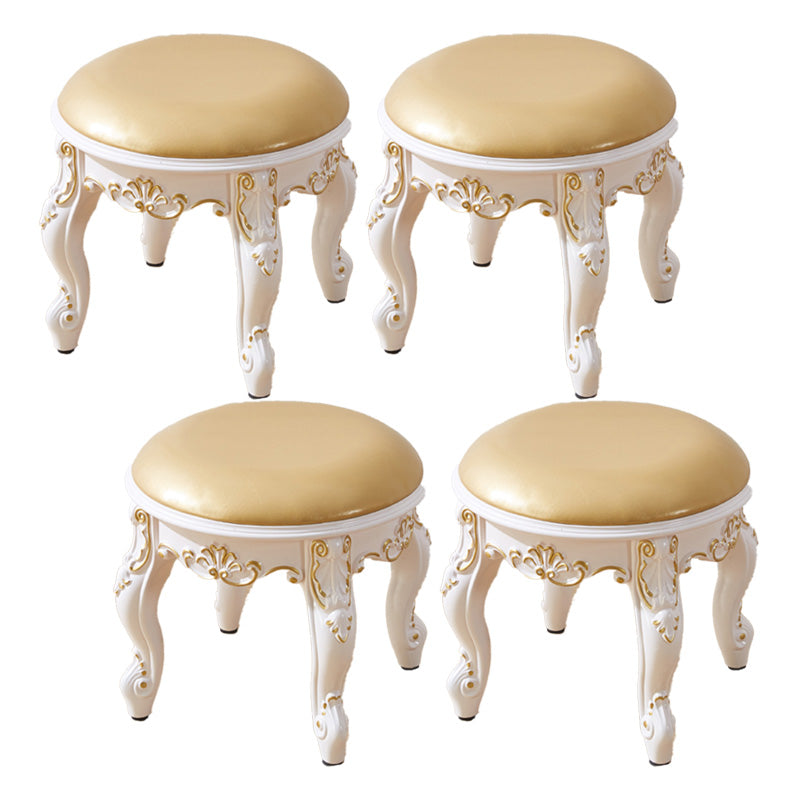 PU Leather Ottoman Pure Color Carving Water Resistant Glam Standard Ottoman