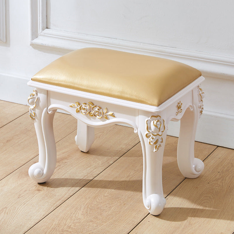 PU Leather Ottoman Pure Color Carving Water Resistant Glam Standard Ottoman