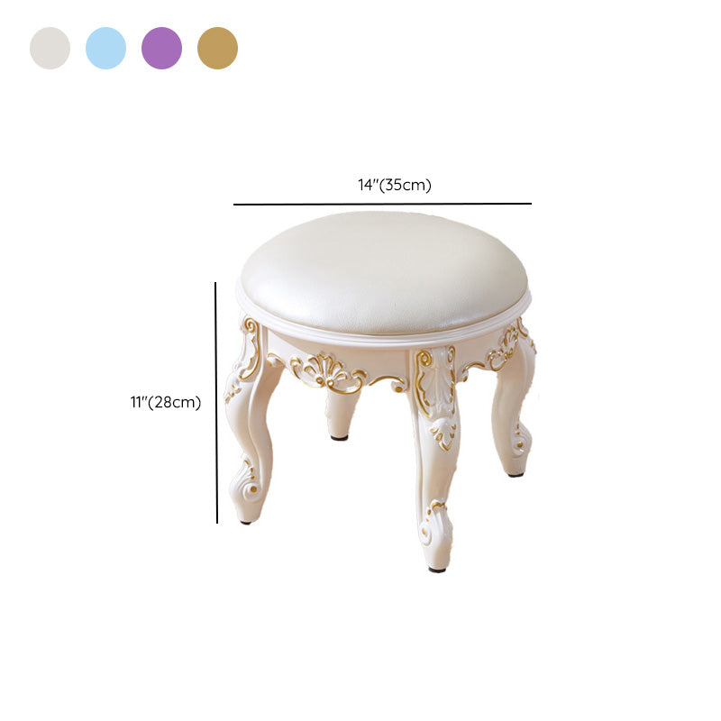 PU Leather Ottoman Pure Color Carving Water Resistant Glam Standard Ottoman