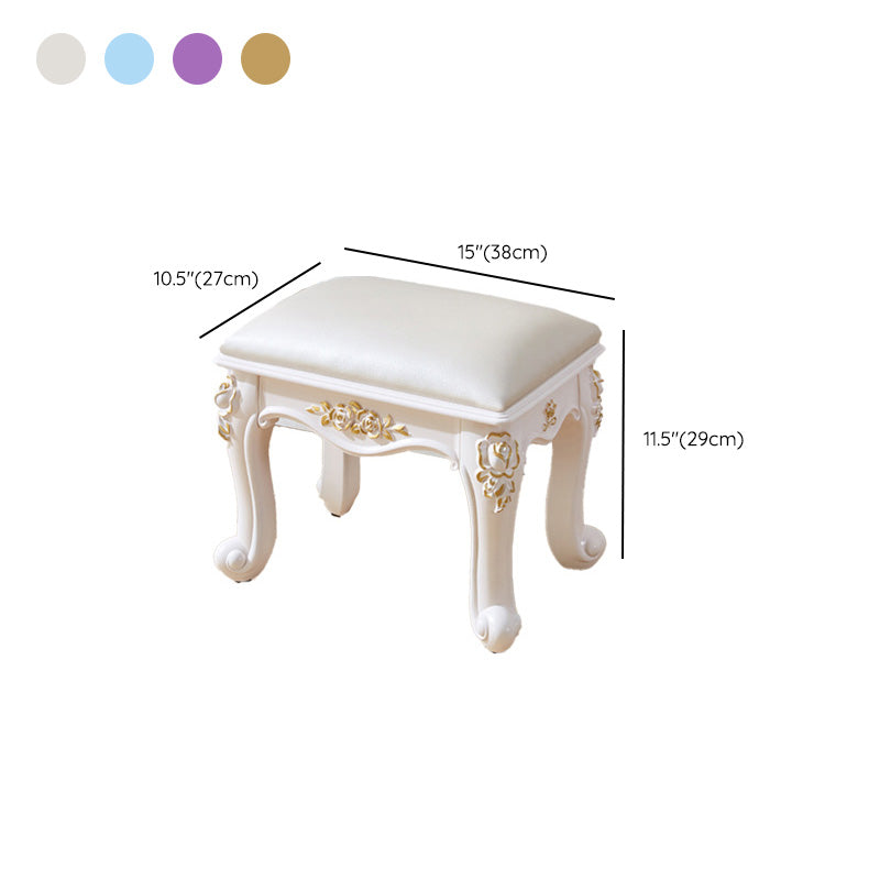 PU Leather Ottoman Pure Color Carving Water Resistant Glam Standard Ottoman