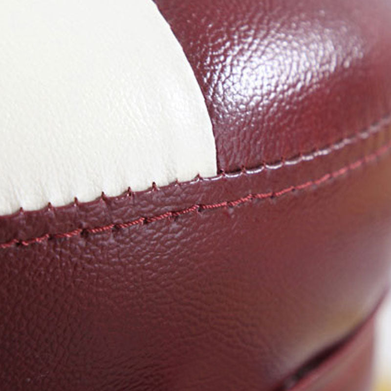 Wine Red Round Pouf Leather Color Piece Pouf for Drawing Room