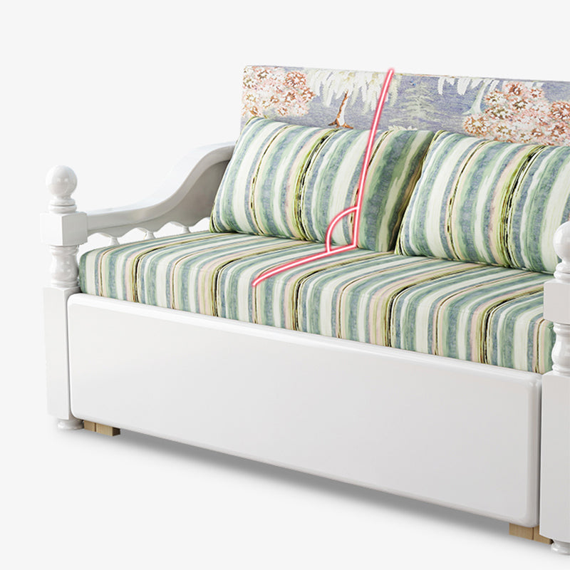 Contemporary Foldable Sleeper Sofa Green Linen Sofa Bed with Upholstered