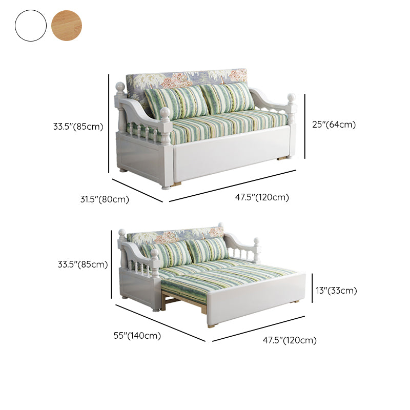 Contemporary Foldable Sleeper Sofa Green Linen Sofa Bed with Upholstered