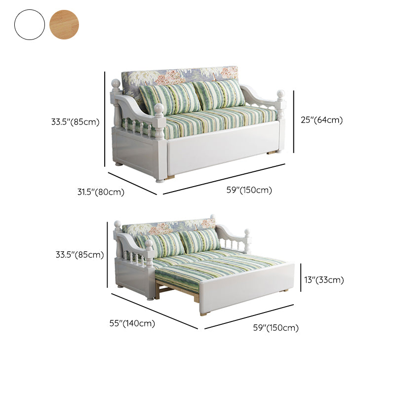 Contemporary Foldable Sleeper Sofa Green Linen Sofa Bed with Upholstered