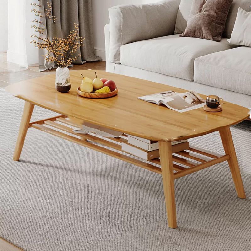 Solid Wood Coffee Table Rectangle 4 Legs Coffee or End Table with Storage