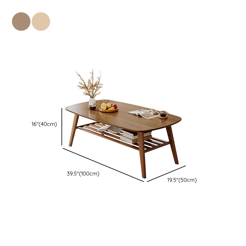 Solid Wood Coffee Table Rectangle 4 Legs Coffee or End Table with Storage