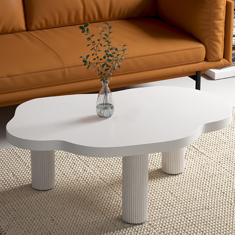 Contemporary White Coffee Cocktail Table Rectangle Wood Coffee Table Set
