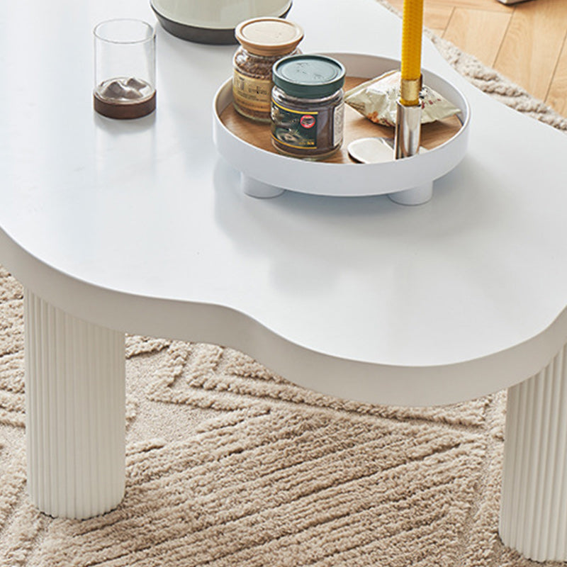 Contemporary White Coffee Cocktail Table Rectangle Wood Coffee Table Set