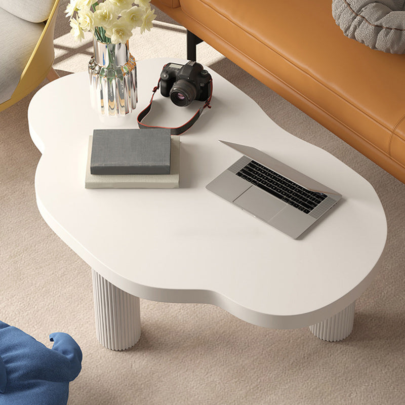 Contemporary White Coffee Cocktail Table Rectangle Wood Coffee Table Set
