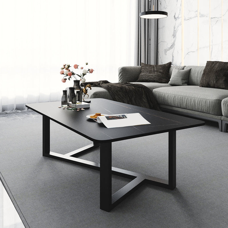 Slate Rectangle Coffee Table Abstract Base Type Cocktail Table