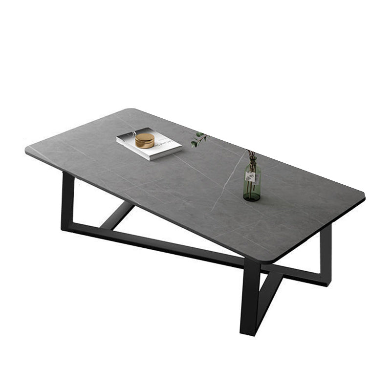 Slate Rectangle Coffee Table Abstract Base Type Cocktail Table