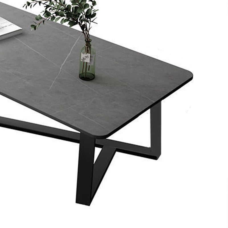 Slate Rectangle Coffee Table Abstract Base Type Cocktail Table