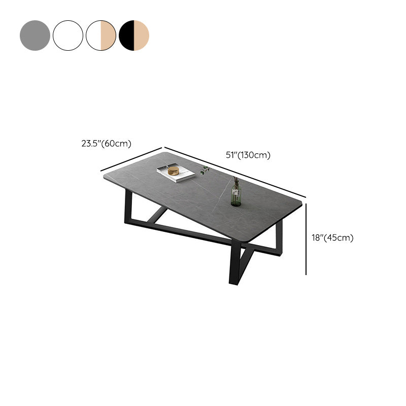 Slate Rectangle Coffee Table Abstract Base Type Cocktail Table