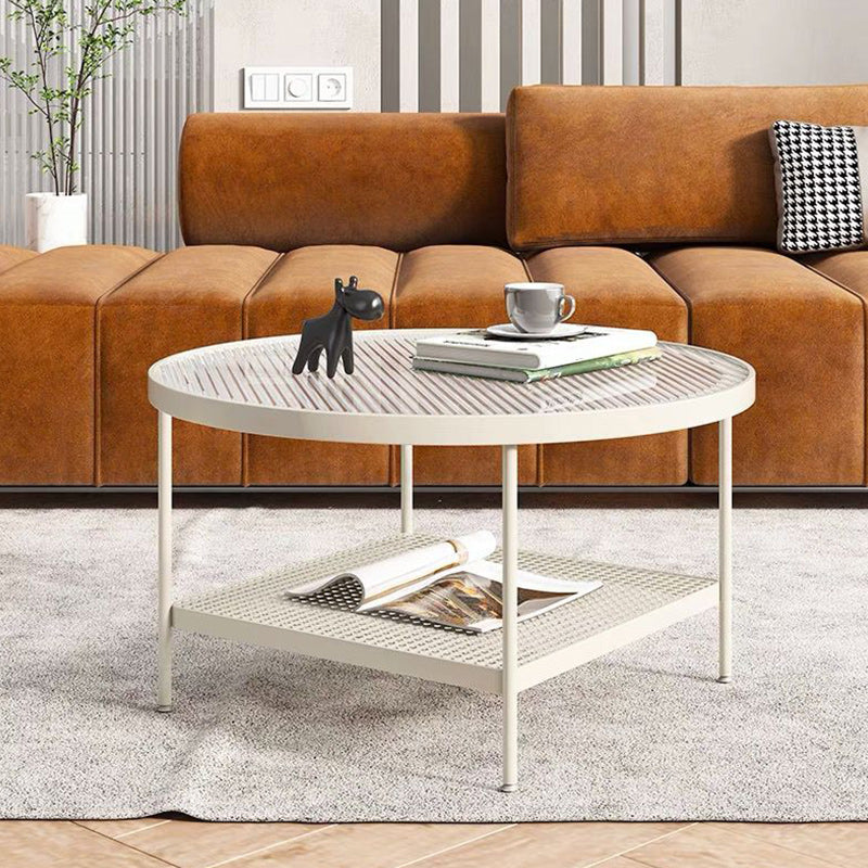 Glass Round Coffee Table 4 Legs Base Type Nesting Cocktail Table
