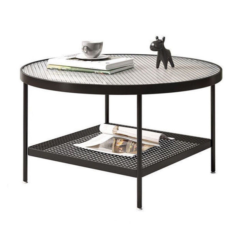 Glass Round Coffee Table 4 Legs Base Type Nesting Cocktail Table