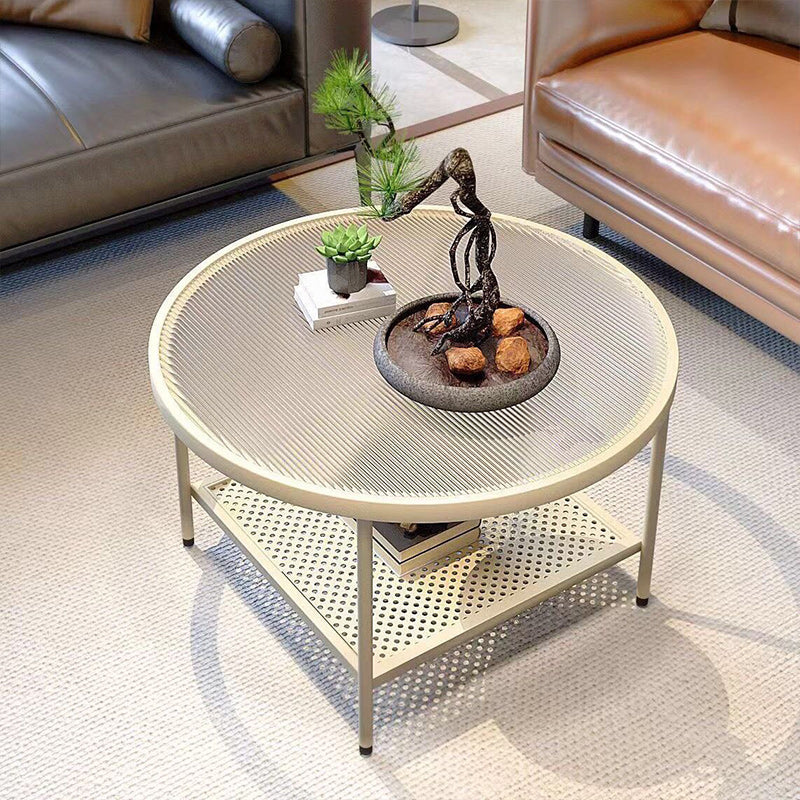 Glass Round Coffee Table 4 Legs Base Type Nesting Cocktail Table