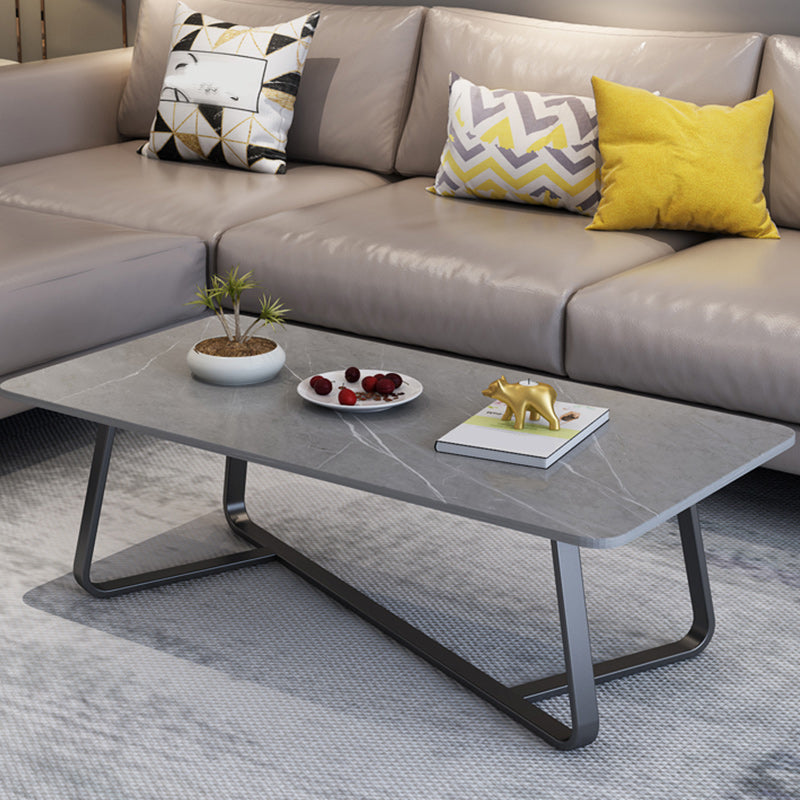 Slate Rectangle Coffee Table Abstract Base Type Single Cocktail Table