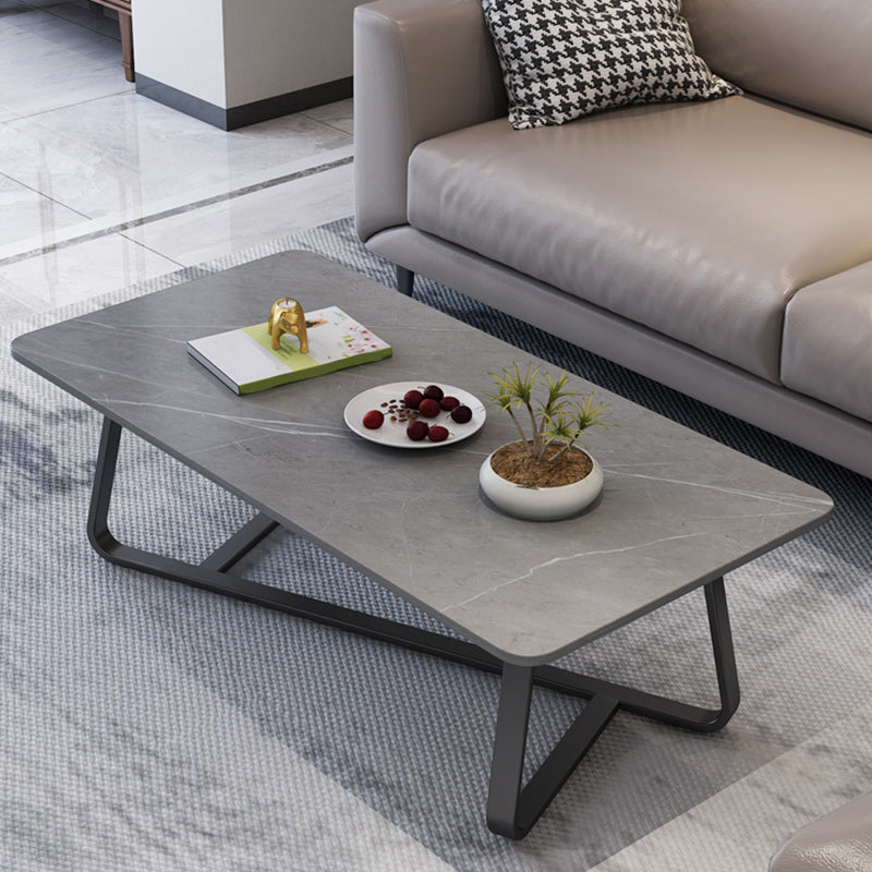 Slate Rectangle Coffee Table Abstract Base Type Single Cocktail Table