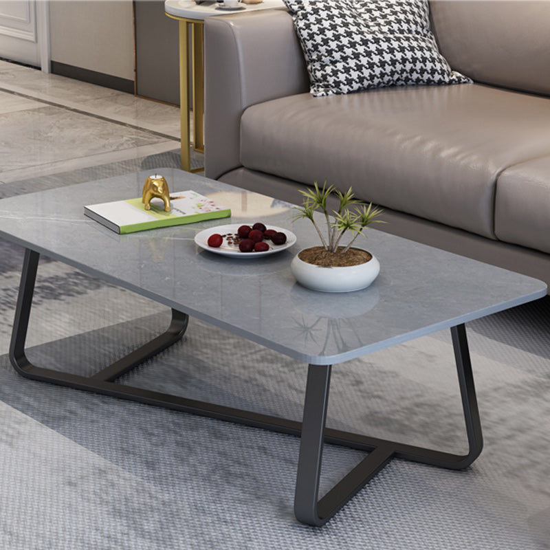 Slate Rectangle Coffee Table Abstract Base Type Single Cocktail Table