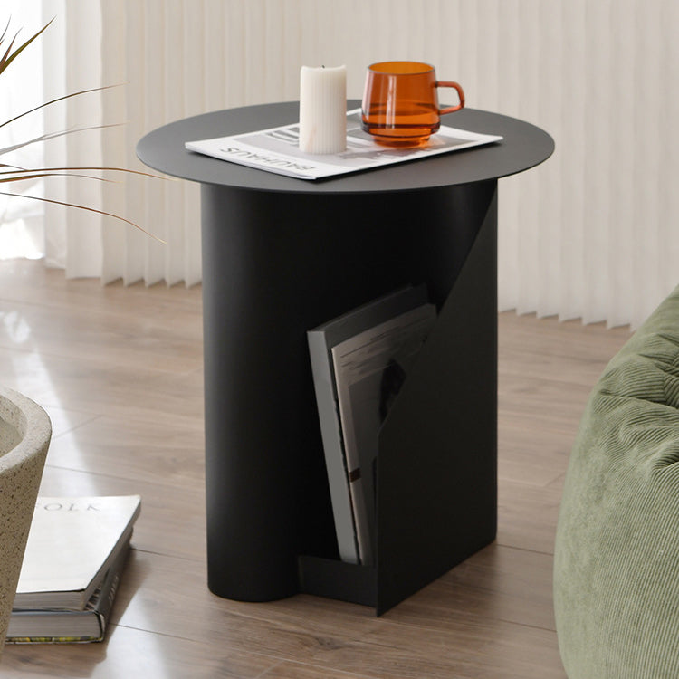 Contemporary Round End Table 18.5" Tall Metal Pedestal Side Table