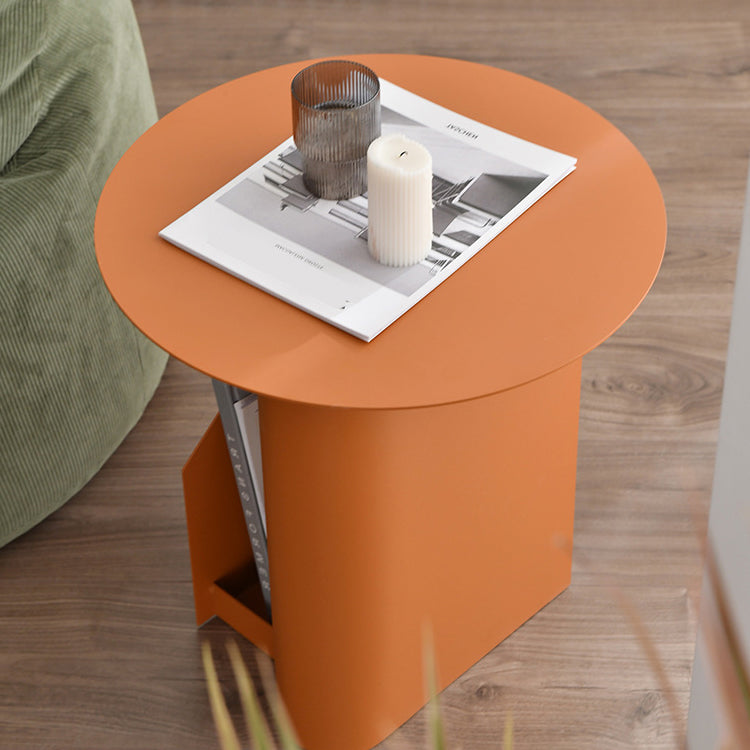 Contemporary Round End Table 18.5" Tall Metal Pedestal Side Table