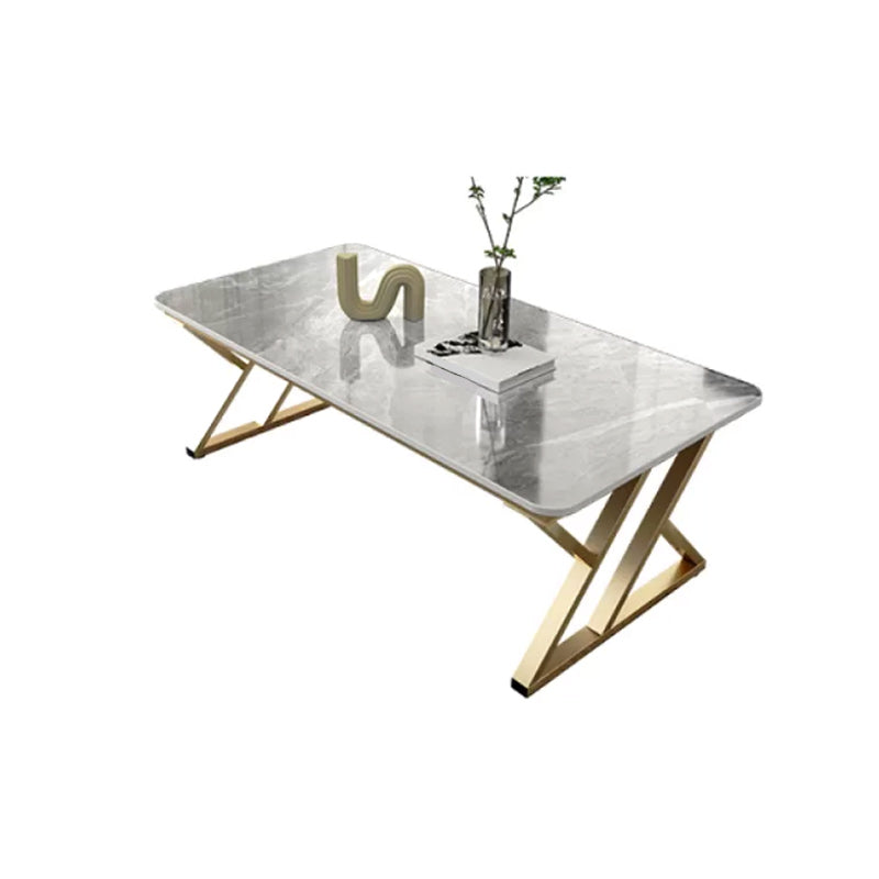 Slate Rectangle Coffee Table Sled Iron Base Type Single Table