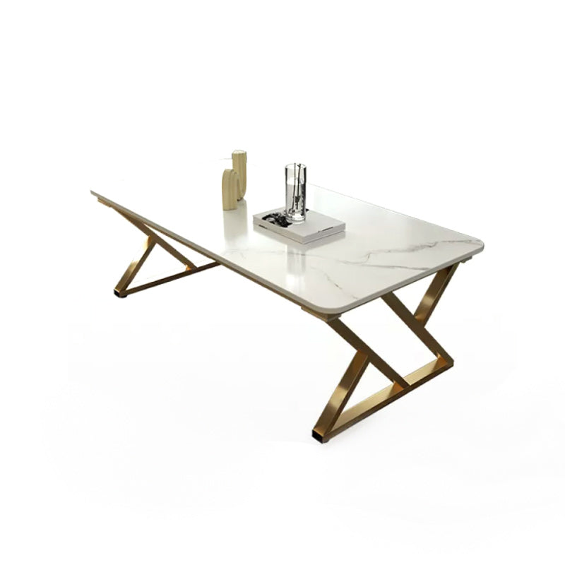 Slate Rectangle Coffee Table Sled Iron Base Type Single Table