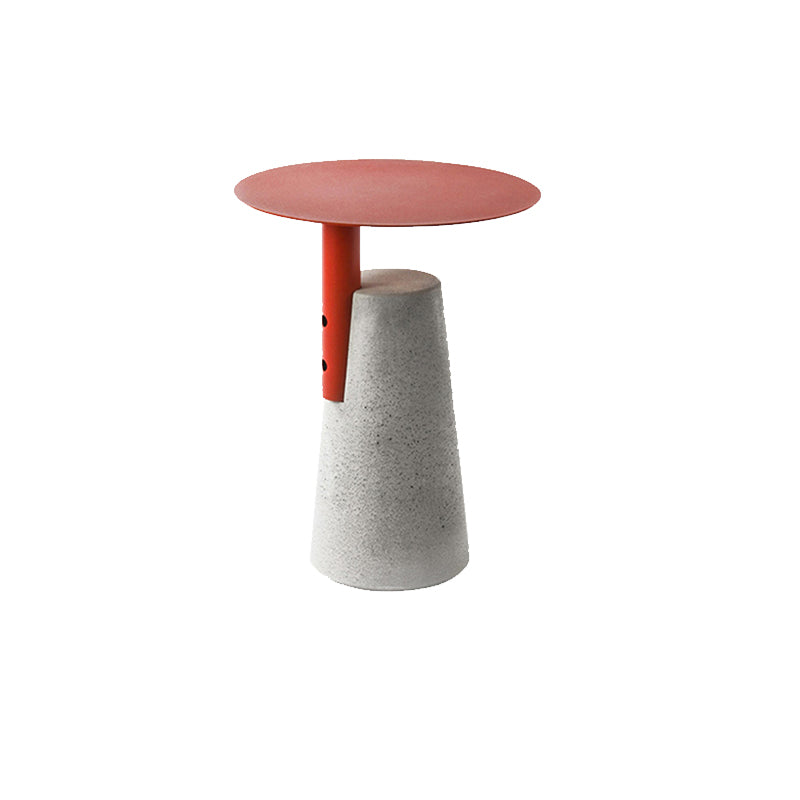 Round Iron Top End Table Concrete Pedestal Sofa Side Accent Table