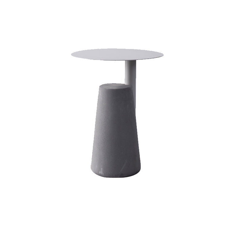 Round Iron Top End Table Concrete Pedestal Sofa Side Accent Table