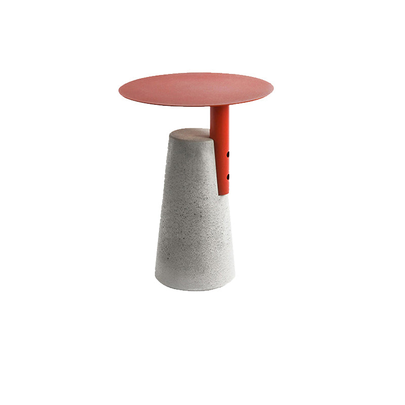 Round Iron Top End Table Concrete Pedestal Sofa Side Accent Table