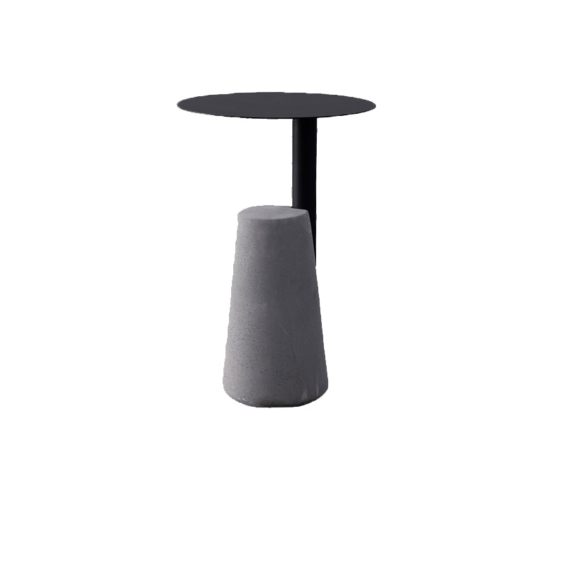 Round Iron Top End Table Concrete Pedestal Sofa Side Accent Table