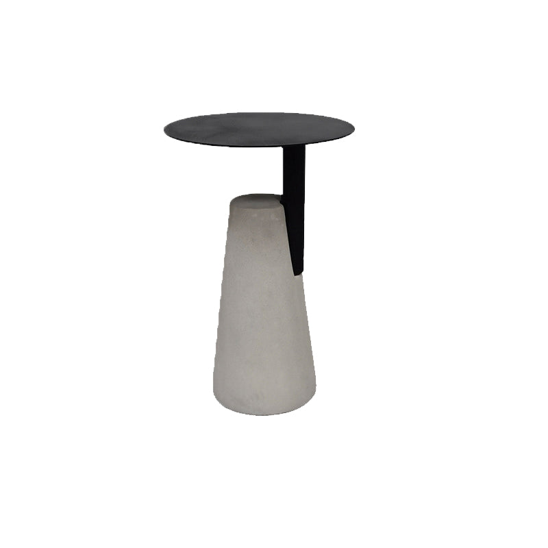 Round Iron Top End Table Concrete Pedestal Sofa Side Accent Table