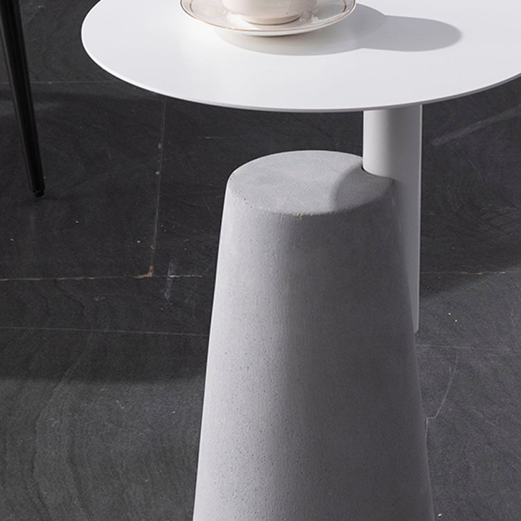 Round Iron Top End Table Concrete Pedestal Sofa Side Accent Table