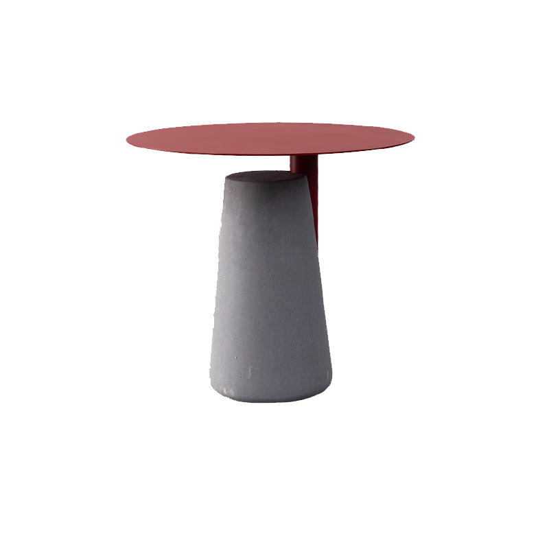 Round Iron Top End Table Concrete Pedestal Sofa Side Accent Table