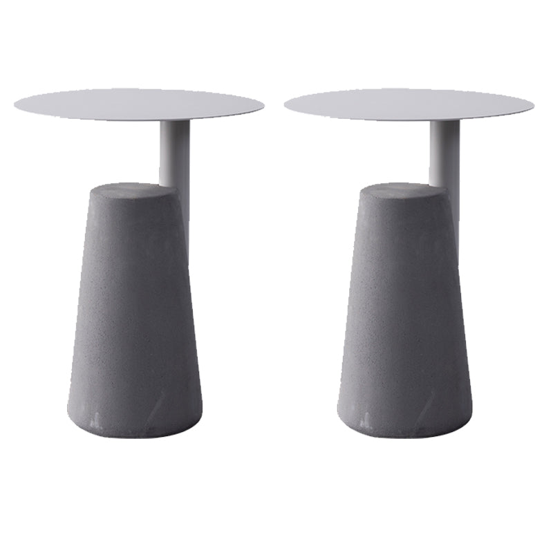 Round Iron Top End Table Concrete Pedestal Sofa Side Accent Table