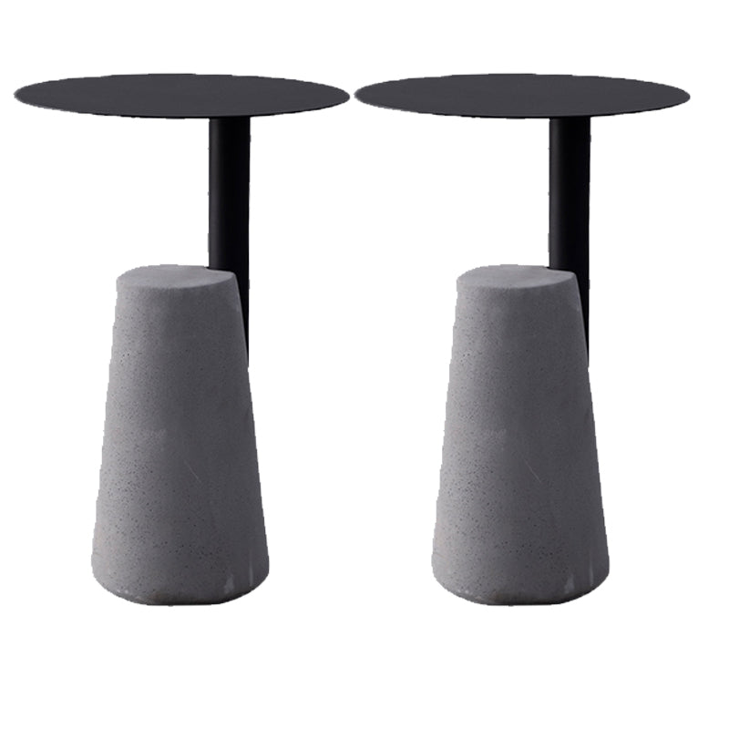 Round Iron Top End Table Concrete Pedestal Sofa Side Accent Table