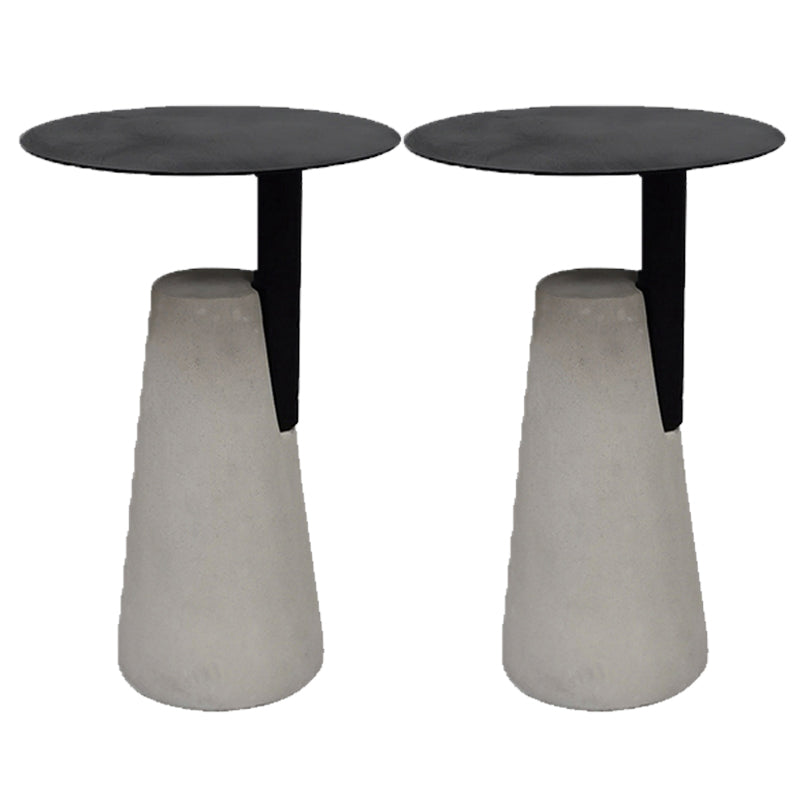 Round Iron Top End Table Concrete Pedestal Sofa Side Accent Table