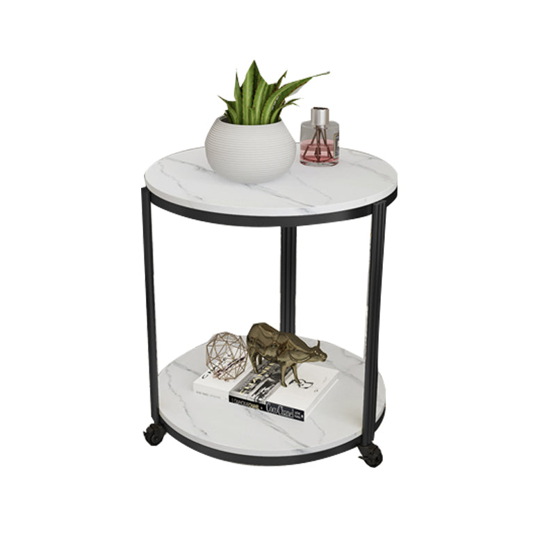 21.65" Slate Round Side End Table Iron 3 Legs Side Table with Shelf